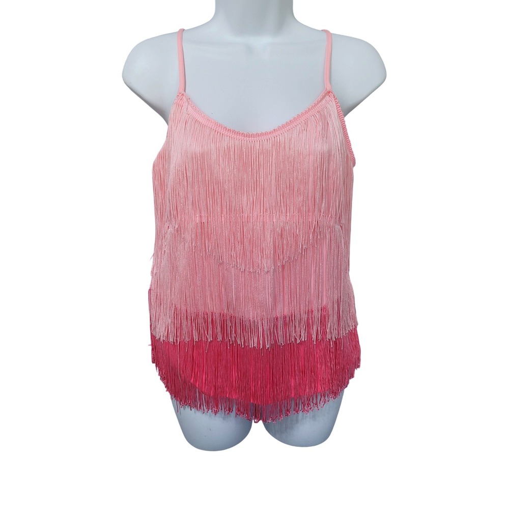 Mainstrip Cami Women S CT33558 Pink Ombre Fringe Tiered Festival Flapper Tank